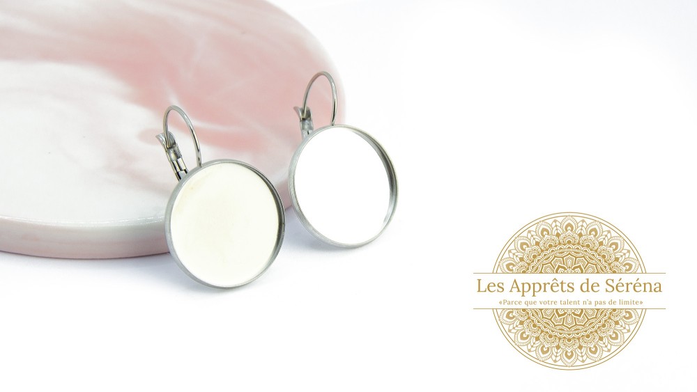 Dormeuses supports cabochons 20mm en acier 304 argent