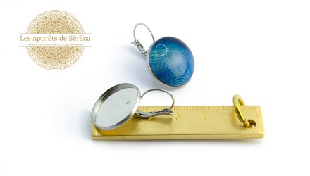 Dormeuses supports cabochons 20mm en acier 304 argent hypoallergénique