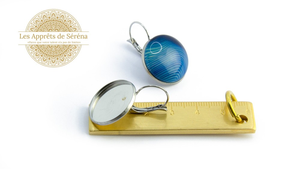 Dormeuses supports cabochons 20mm en acier 304 argent hypoallergénique