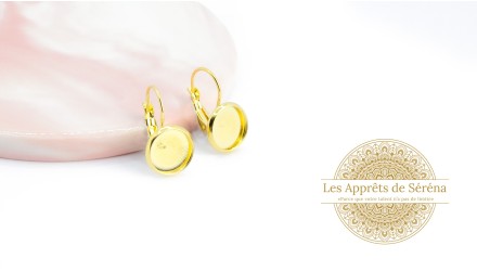 Dormeuses supports cabochons 10mm en acier 304 doré