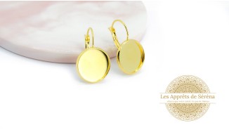 Dormeuses supports cabochons 16mm en acier 304 doré