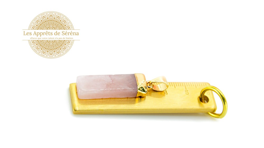 pendentif rectangle quartz rose