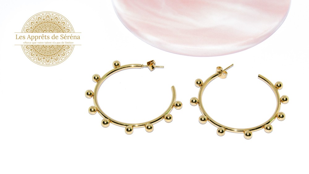 Paire de créoles ouvertes 48.2mm en acier 304 doré