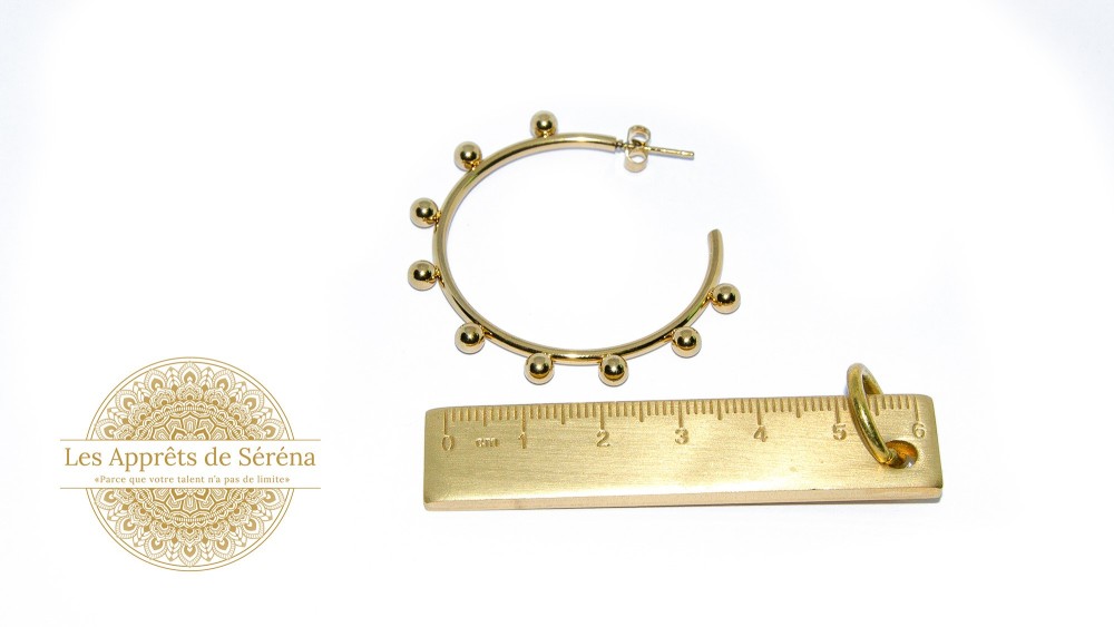 Paire de créoles ouvertes 48.2mm en acier 304 doré