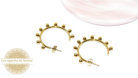 Paire de créoles ouvertes 37mm en acier 304 doré