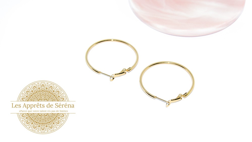 Paire de créoles 42mm en acier 201 doré