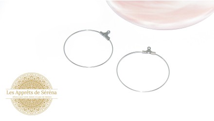 Paire de créoles 40mm en acier 304 argent
