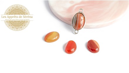 Cabochon 13x18mm en agate naturelle teintée orange