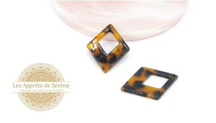 Connecteurs acétate losange 37x27mm écaille de tortue