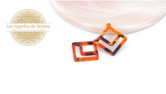Connecteurs acétate losange 25x23mm orange