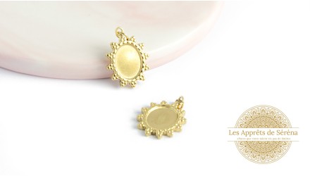Pendentif support cabochon soleil acier 304 doré