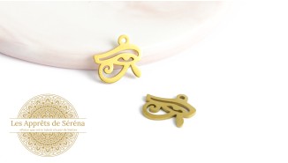 Pendentif oeil de râ ou d'Horus acier 201 doré
