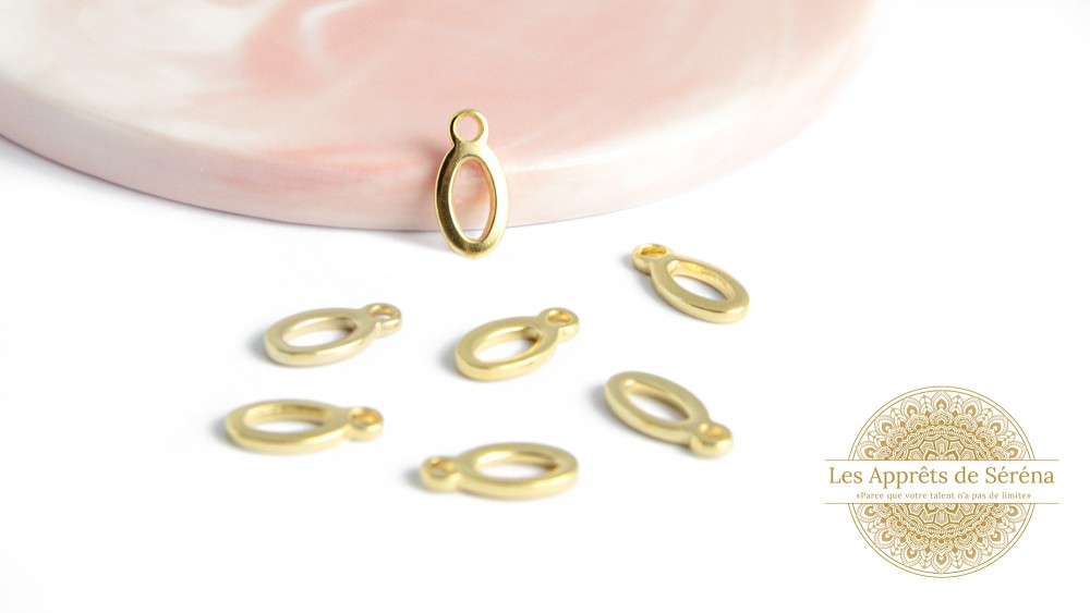 6 Pendentifs ovales creux acier 304