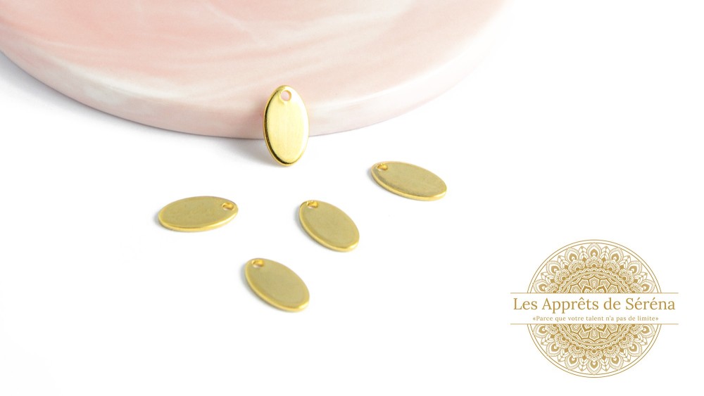 6 sequins ovales en acier 201 / 12mm