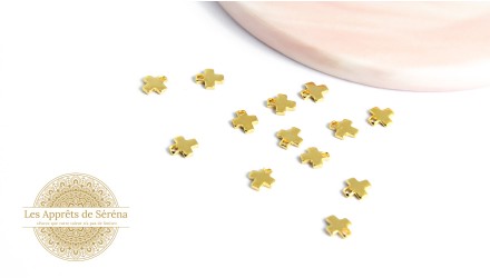 Mini breloques croix en acier doré