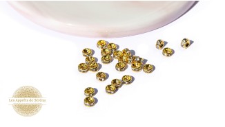 Perles laiton doré à strass 4x2mm