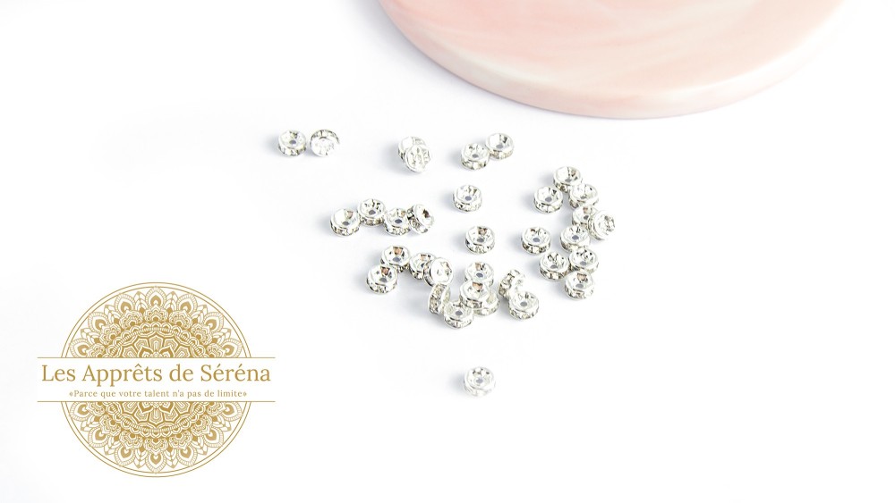 Perles laiton argent à strass