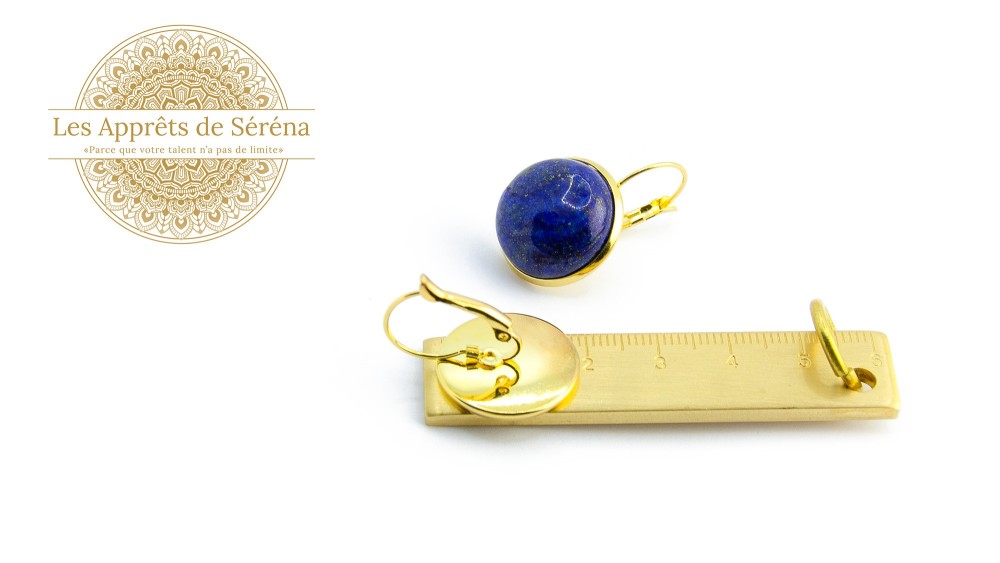 Dormeuses supports cabochons 18mm en acier 304 doré