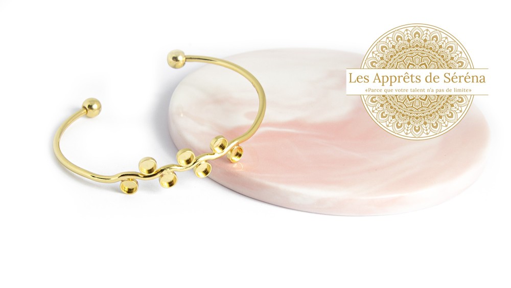 Bracelet support cabochon en laiton doré  18K