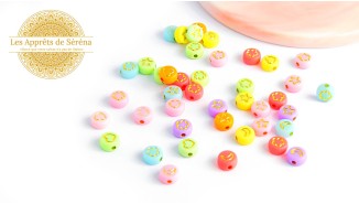 50 Perles acryliques rondes cœur étoile
