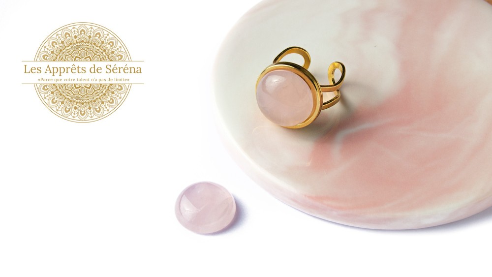 Cabochon 14mm quartz rose naturel