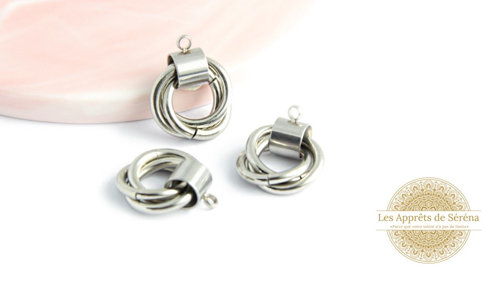 Pendentif anneau double croisé acier 304
