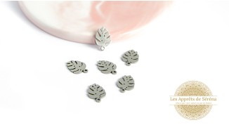4 Pendentifs feuille de Monsterosa deliciosa acier 304