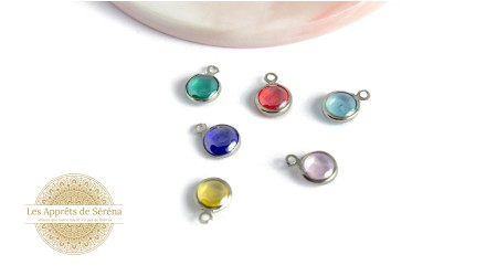 4 Pendentifs verre coloré