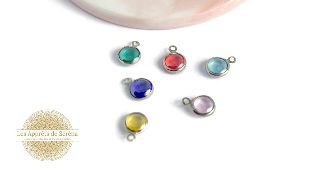 4 Pendentifs verre coloré