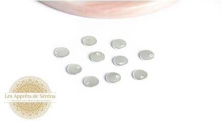 Sequins ronds 6mm acier platine x 10