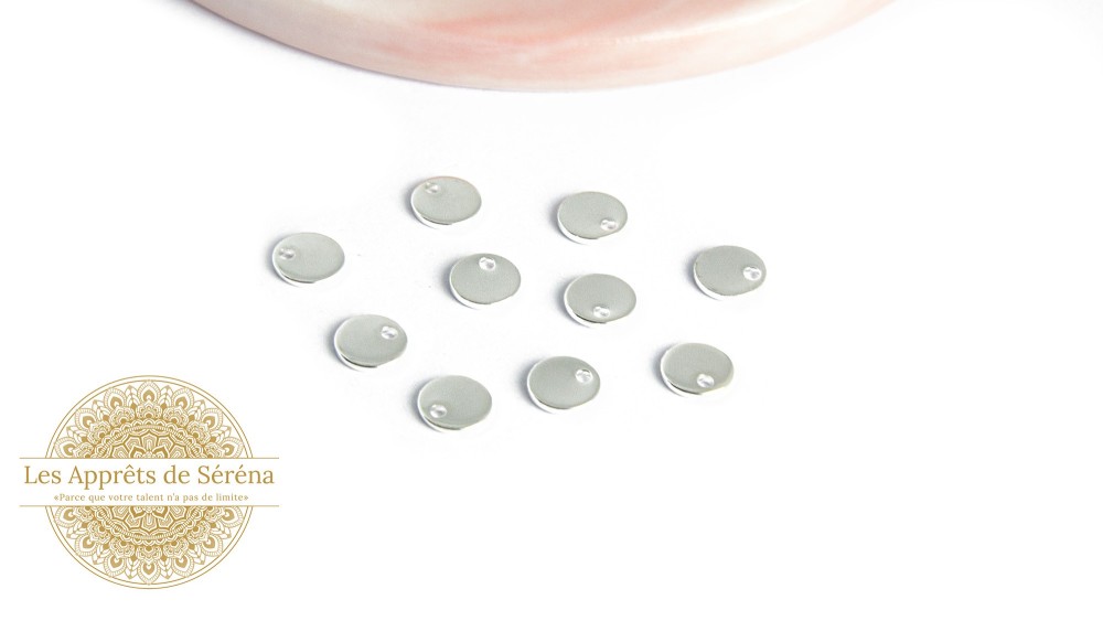 Sequins ronds 6mm acier platine x 10