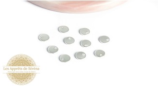 Sequins ronds 6mm acier platine x 10