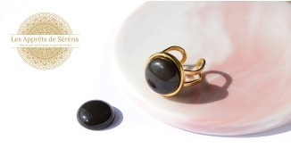 Cabochon 16mm en agate noire
