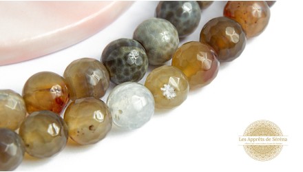 Perles à facettes 10mm agate de feu