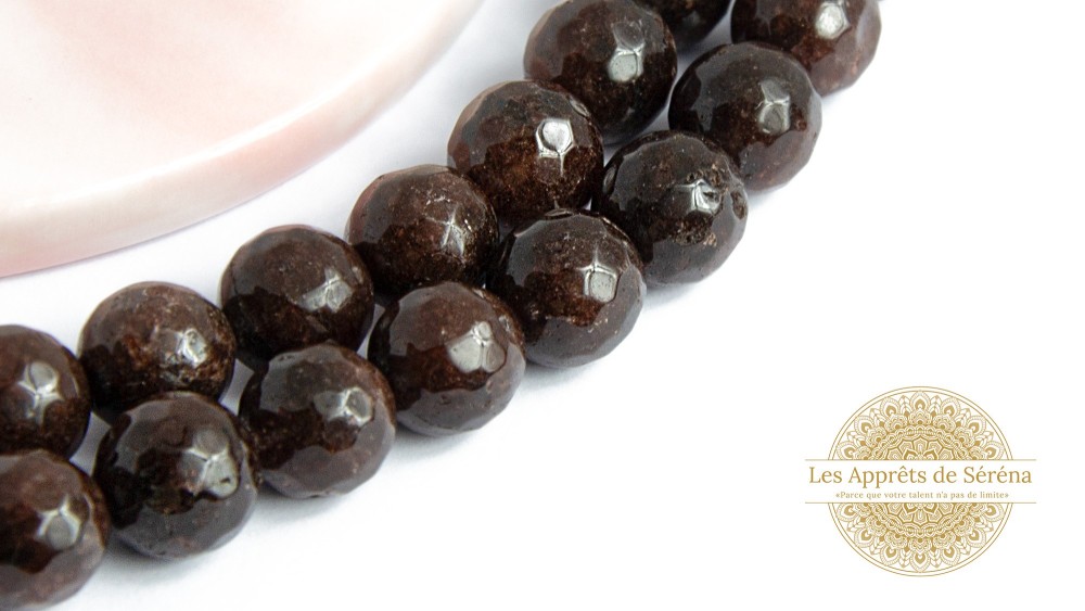 Perles à facettes 10mm jade naturelle marron