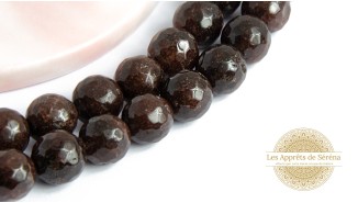 Perles à facettes 10mm jade naturelle marron