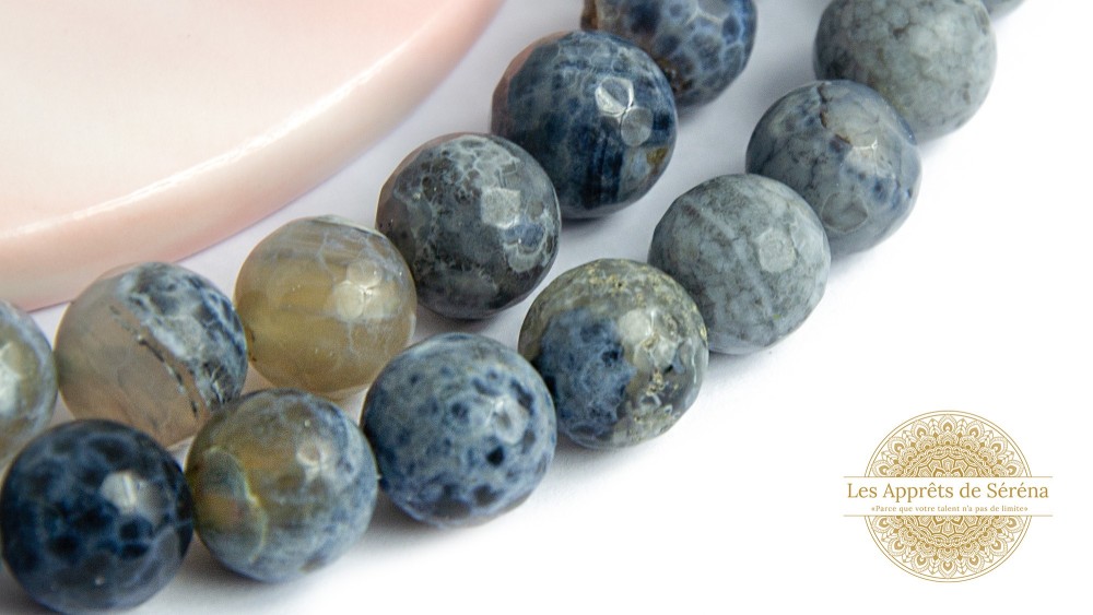 copy of Perles à facettes 10mm agate naturelle teintée bleue