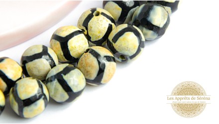Perles à facettes 10mm agate naturelle teintée beige