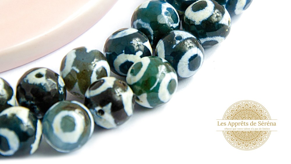 Perles à facettes 10mm agate naturelle teintée noire