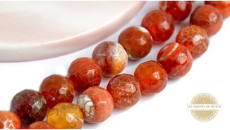 Perles à facettes 10mm agate de feu teintée orange/Grade A