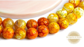 Perles à facettes 10mm agate craquelée teintée orange