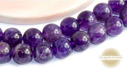 Perles lisses 10mm améthyste naturelle grade A