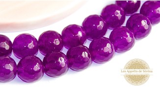 Perles à facettes 10mm jade naturelle teintée violet