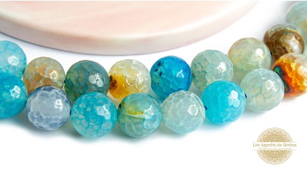 copy of Perles à facettes 10mm agate naturelle teintée bleue