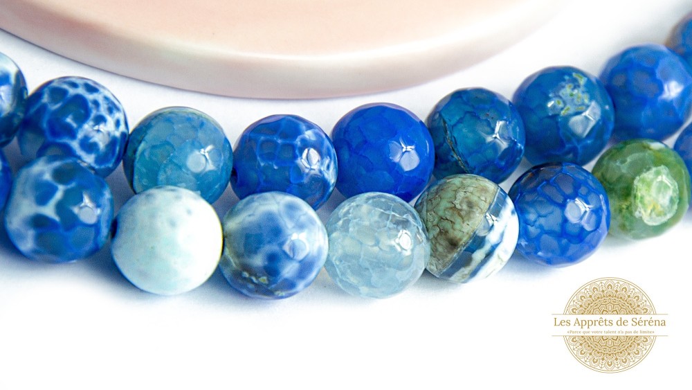 copy of Perles à facettes 10mm agate naturelle teintée bleue