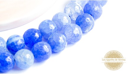 Perles à facettes 10mm agate naturelle teintée bleue