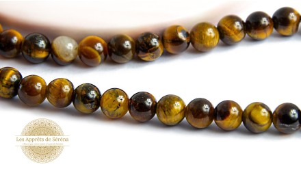 Perles rondes lisses en œil de tigre 8mm