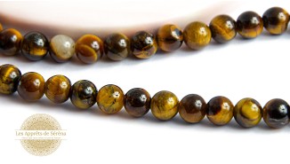 Perles rondes lisses en œil de tigre 8mm
