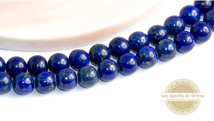 Perles rondes lisses 8mm lapis lazuli naturel grade AA