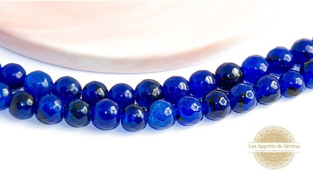 30 Perles 6mm à facettes en jade teintée bleu marine